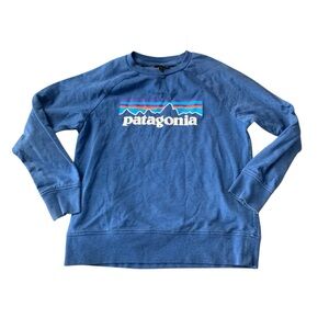 Patagonia kids large Blue crew neck logo sweatshirt pullover gorp